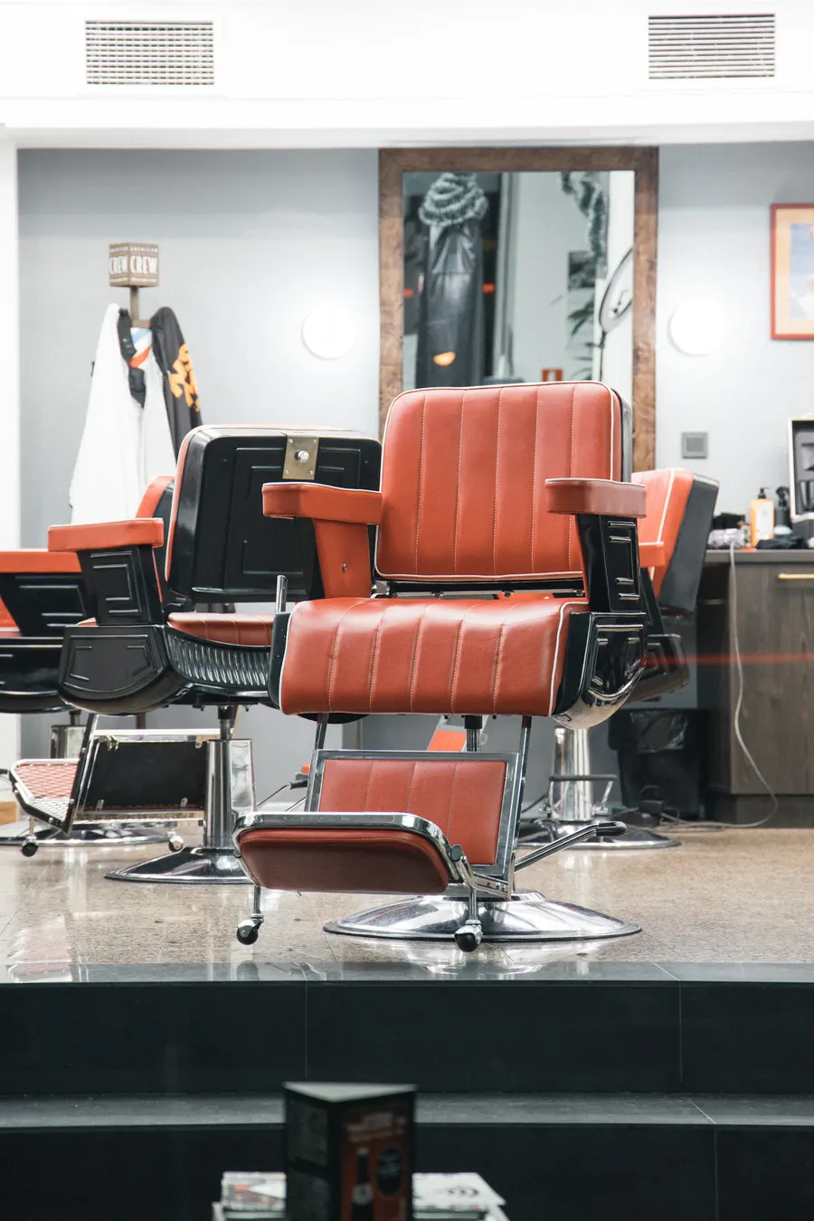 Leather chairs and stations at Fadeworks
